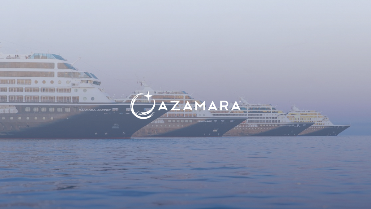 Azamara logo against a deep blue background