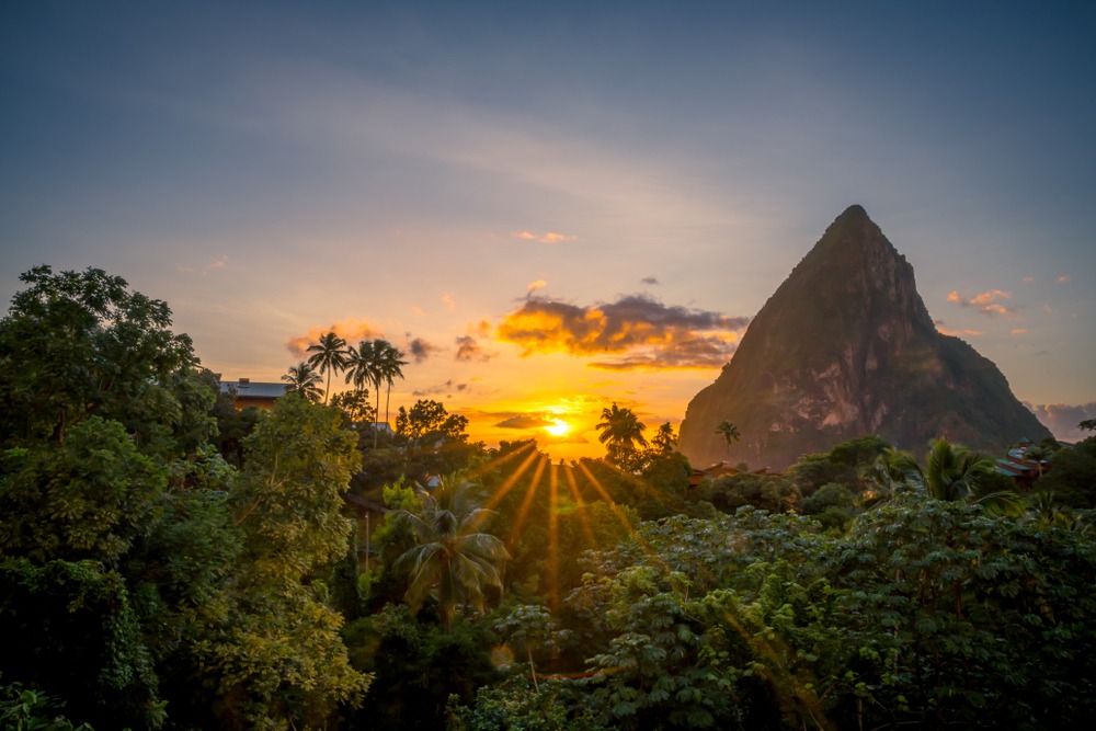 sunset behind mountains