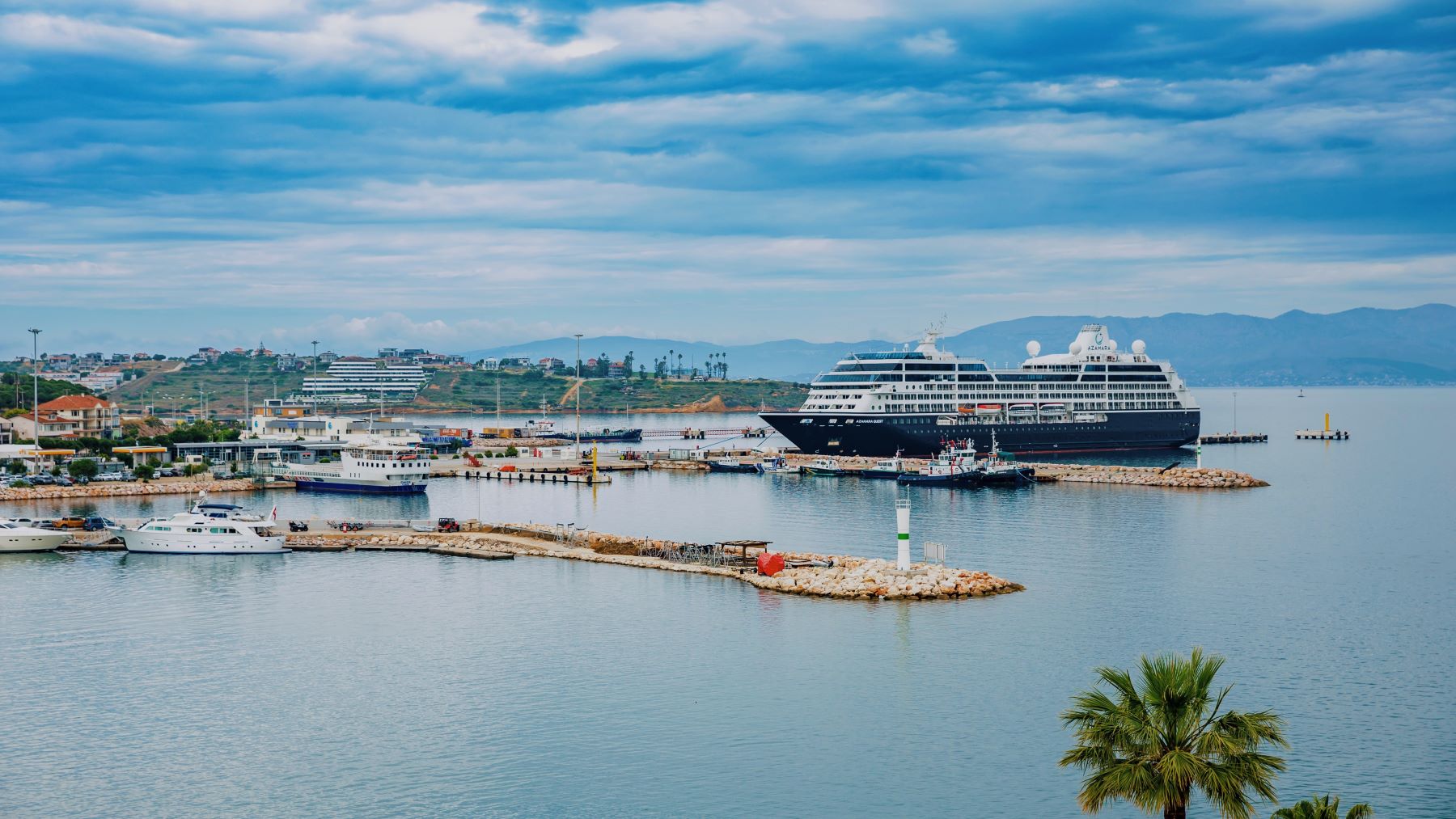 cruise ship in tropical port