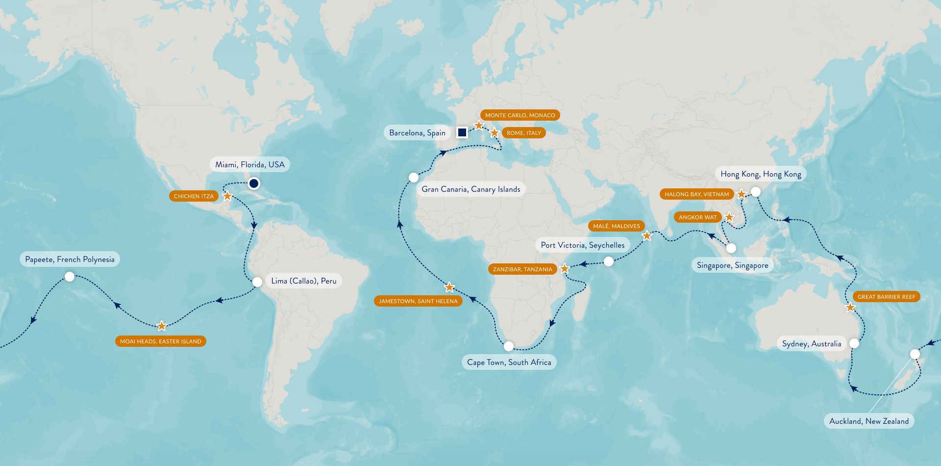 Azamara World Cruise Itinerary