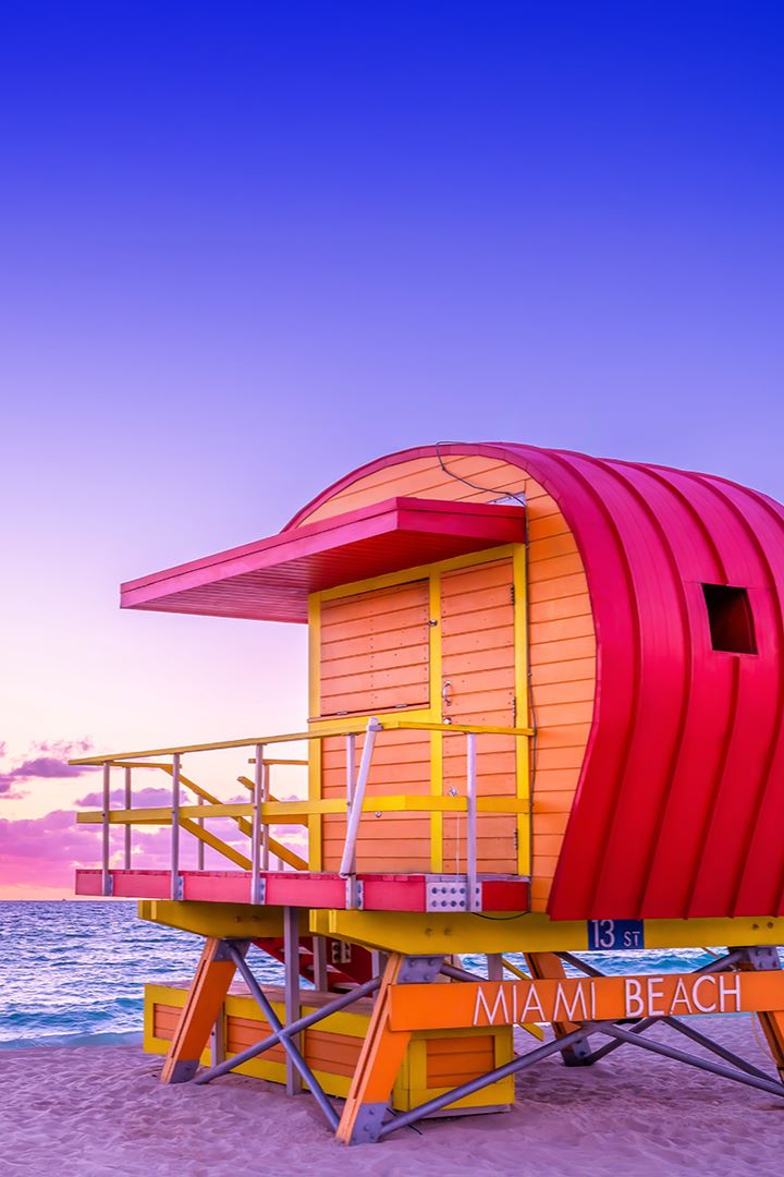 lifeguard shack on the beach at dawn