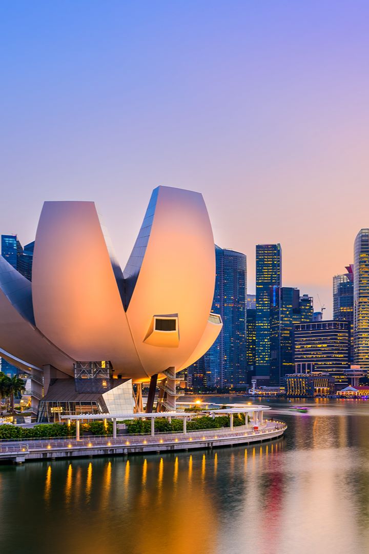 city skyline at dusk