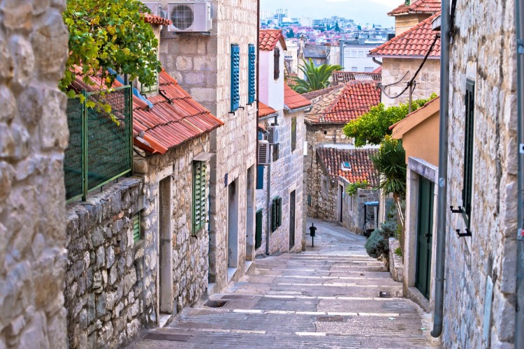 Old stone street of Split historic city, Dalmatia, Croatia