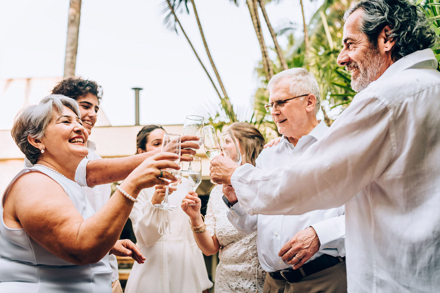 Family celebrating in South America